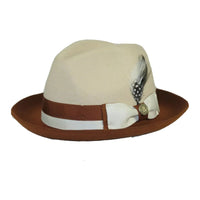 Mens Bruno Capelo Dress Hat Australian Wool Fedora Caesar CA352 Bone and Cognac - J.Valintin Men's Wear Legend - 3306