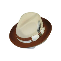 Mens Bruno Capelo Dress Hat Australian Wool Fedora Caesar CA352 Bone and Cognac - J.Valintin Men's Wear Legend - 3306