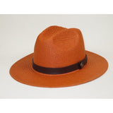 Men's BRUNO CAPELO Fedora 3 Inch Flat brim Hat 100% Natural Straw CA423 Rust - J.Valintin Men's Wear Legend - 100323