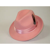 Mens Bruno Capelo Hat Australian Wool Crushable Fedora Giovani UN126 Pink - J.Valintin Men's Wear Legend - UN126 - Pink - S