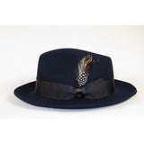 Mens Bruno Capelo Hat Australian Wool Fedora Teardrop Crown Fabio FB224 Navy - J.Valintin Men's Wear Legend - 2067