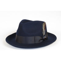 Mens Bruno Capelo Hat Australian Wool Fedora Teardrop Crown Fabio FB224 Navy - J.Valintin Men's Wear Legend - 2067