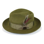 Mens Bruno Capelo Hat Australian Wool Fedora Teardrop Crown Fabio FB229 Olive - J.Valintin Men's Wear Legend - 16234