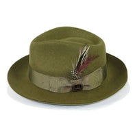 Mens Bruno Capelo Hat Australian Wool Fedora Teardrop Crown Fabio FB229 Olive - J.Valintin Men's Wear Legend - 16234