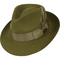 Mens Bruno Capelo Hat Australian Wool Fedora Teardrop Crown Fabio FB229 Olive - J.Valintin Men's Wear Legend - 16234