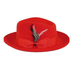 Mens Bruno Capelo Hat Australian Wool Fedora Teardrop Crown Fabio Red FB225 new - J.Valintin Men's Wear Legend - 24040