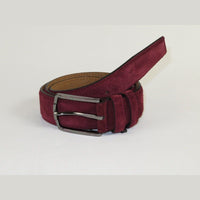 Mens Burgundy Genuine Suede Soft Leather Belt PIERO ROSSI Turkey # Burgundy - C - J.Valintin Men's Wear Legend - 97189