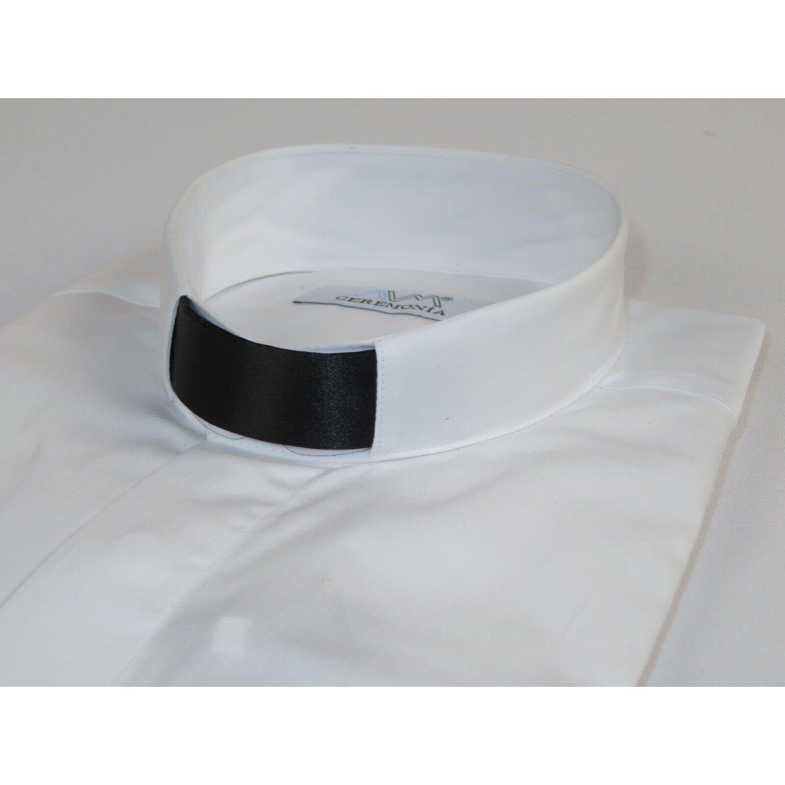 Mens CEREMONIA Clergy Pastor Priest Shirt 100% Cotton Turkey #stn 13 HYB White - J.Valintin Men's Wear Legend - 96989