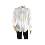 Mens CEREMONIA Shirt 100% Cotton Medusa Medallion Rhine Stones #STN 13 VRS white - J.Valintin Men's Wear Legend - 97085