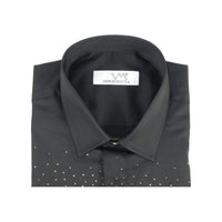 Mens CEREMONIA Shirt 100% Cotton Medusa Medallion Rhine Stones #stn 15 vrs black - J.Valintin Men's Wear Legend - 97080