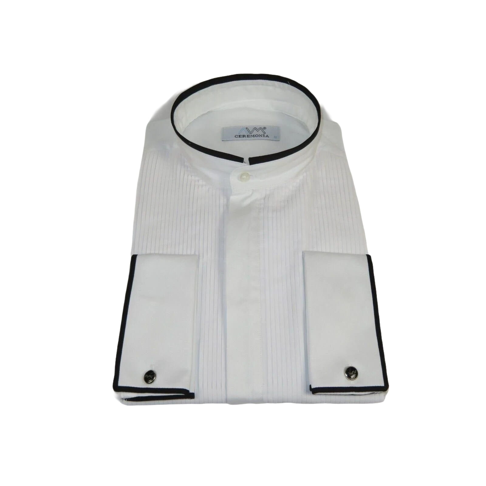 Mens CEREMONIA Tuxedo Formal Shirt 100% Cotton Banded Slim Fit #stn 33 HD White - J.Valintin Men's Wear Legend - 97100