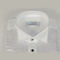 Mens CEREMONIA Tuxedo Shiny Shirt 100% Cotton Turkey Slim Fit #STN 13 PLA white - J.Valintin Men's Wear Legend - 97024