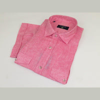 Men's Ciazzo Turkey 100% Linen Breathable Shirt Short Sleeves #Linen 29 Pink - J.Valintin Men's Wear Legend - 101079