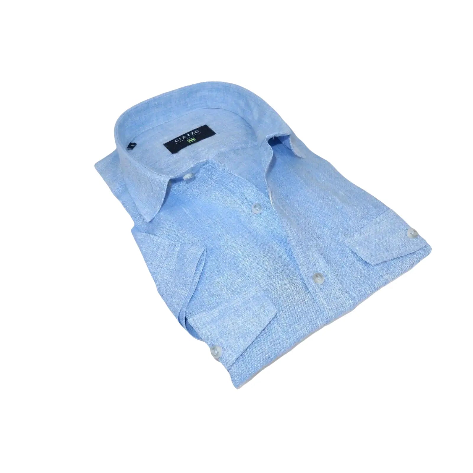 Men's Ciazzo Turkey 100% Linen Breathable Shirt Short Sleeves #Linen 32 Med Blue - J.Valintin Men's Wear Legend - 101075
