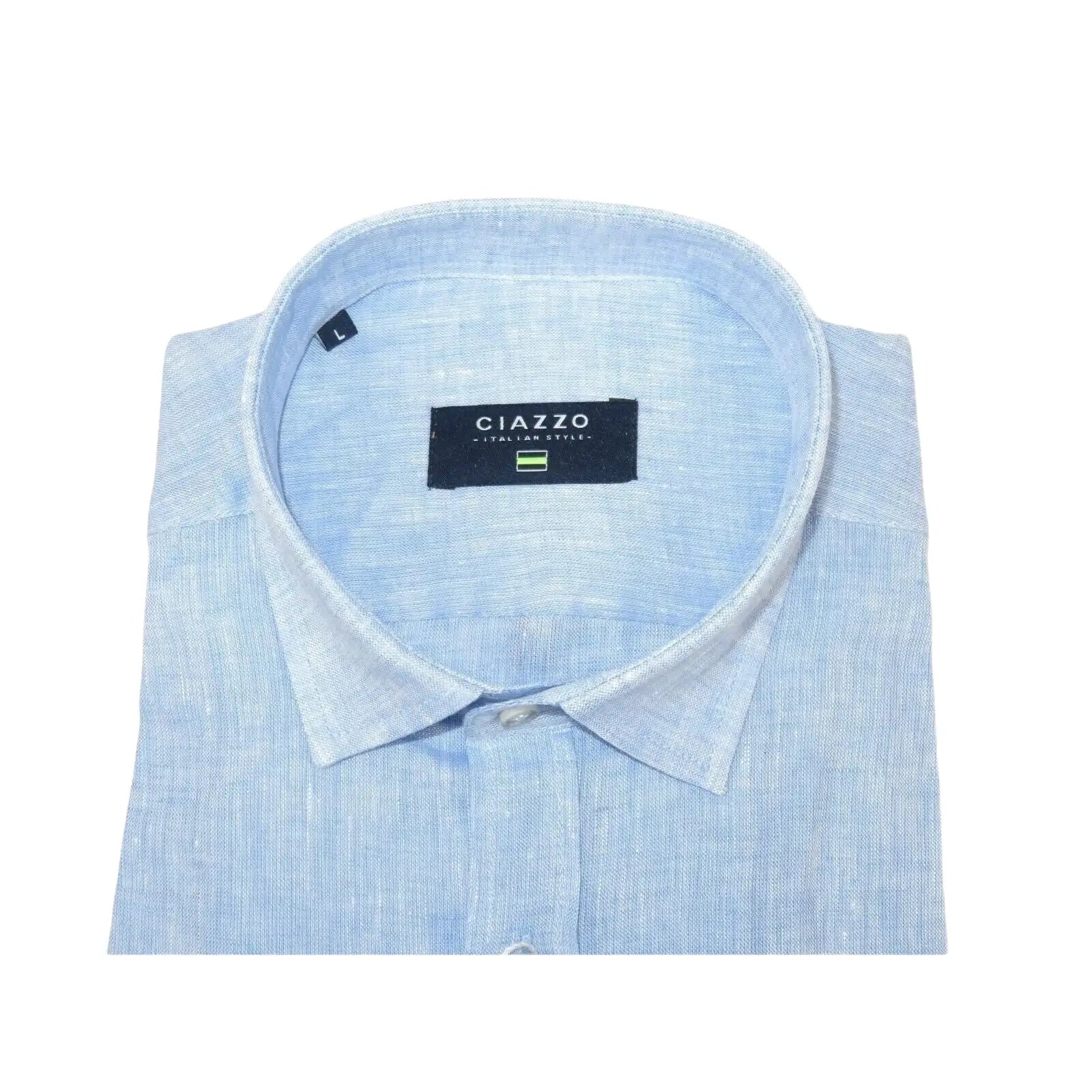 Men's Ciazzo Turkey 100% Linen Breathable Shirt Short Sleeves #Linen 32 Med Blue - J.Valintin Men's Wear Legend - 101075