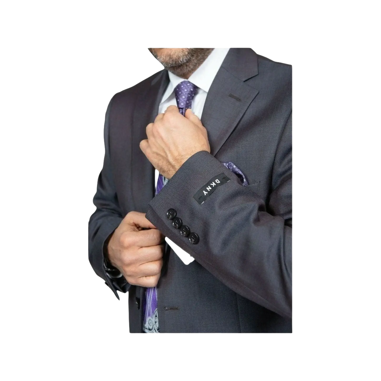 Mens DKNY 100% Wool Two Button Notch Lapel Slim fit Shark Texture 1364 Dark Gray - J.Valintin Men's Wear Legend - 18172