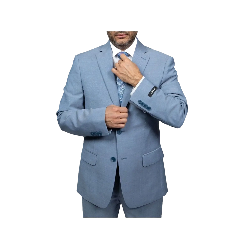 Mens DKNY 100% Wool Two Button Notch Lapel Slim fit Shark Texture 1393 Sky Blue - J.Valintin Men's Wear Legend - 18182
