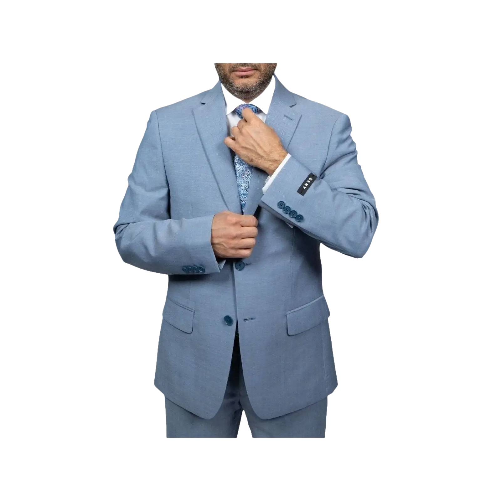 Mens DKNY 100% Wool Two Button Notch Lapel Slim fit Shark Texture 1393 Sky Blue - J.Valintin Men's Wear Legend - 18182