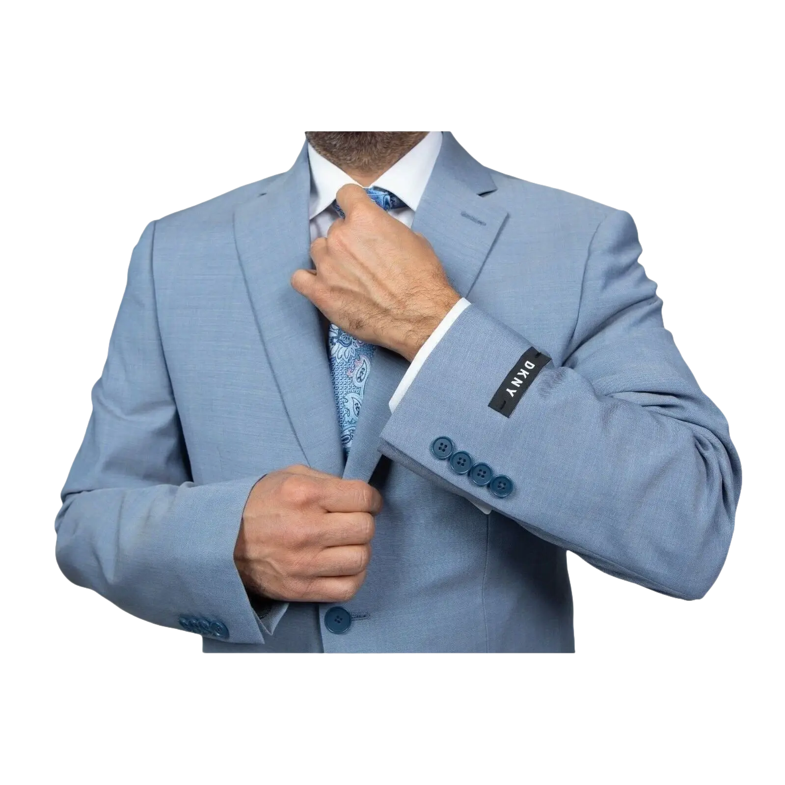 Mens DKNY 100% Wool Two Button Notch Lapel Slim fit Shark Texture 1393 Sky Blue - J.Valintin Men's Wear Legend - 18182