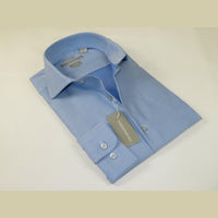 Men's Dress Shirt Christopher Lena 100% Cotton Wrinkle Free C507RSSR Blue Slim - J.Valintin Men's Wear Legend - 92299