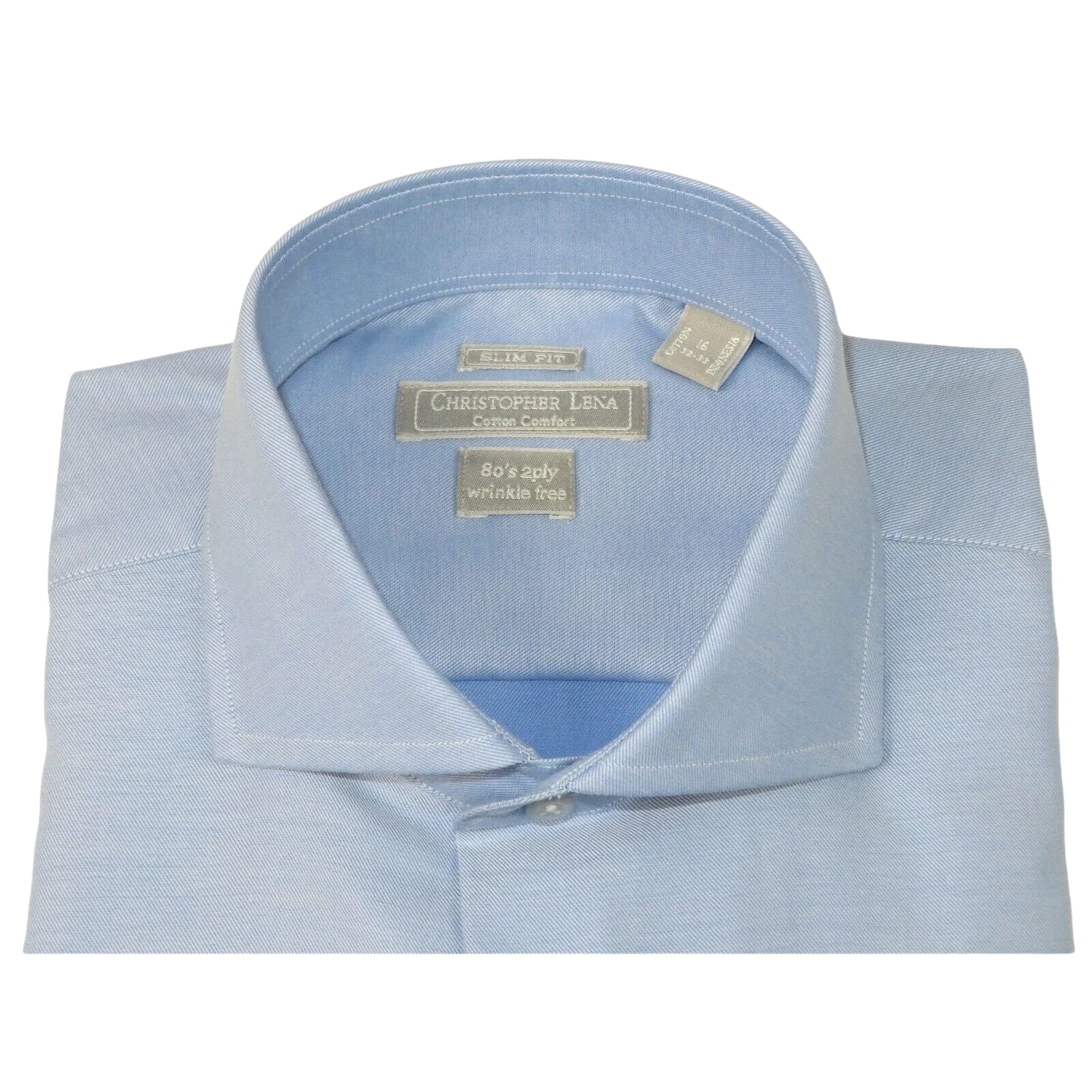 Men's Dress Shirt Christopher Lena 100% Cotton Wrinkle Free C507RSSR Blue Slim - J.Valintin Men's Wear Legend - 92299