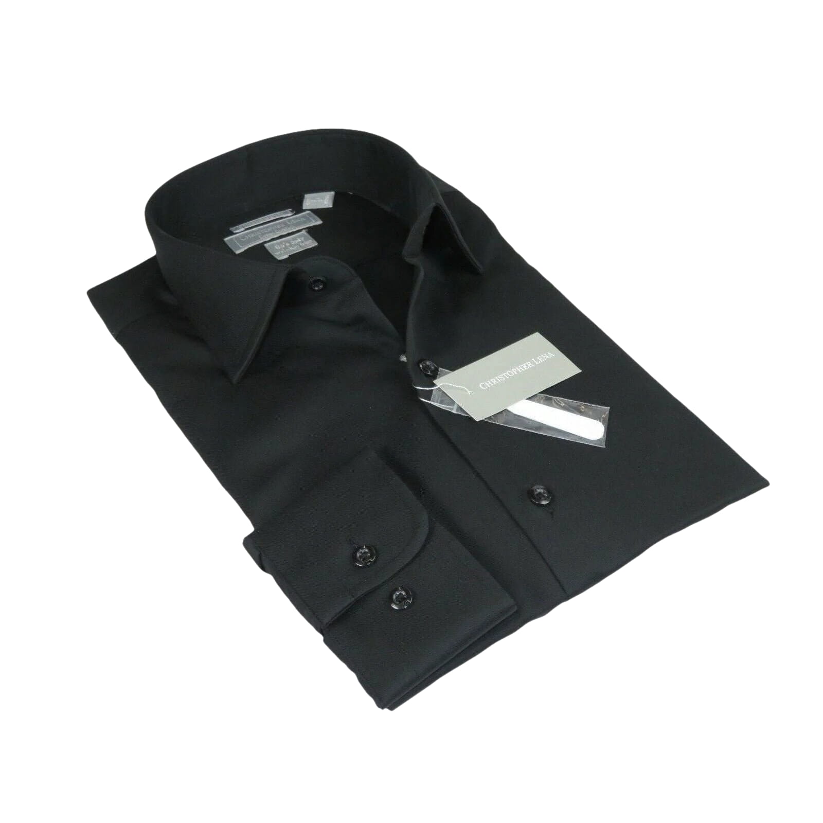 Men's Dress Shirt Christopher Lena 100% Cotton Wrinkle Free C507ws0r Black, Size: 17 Men's Dress Shirt Christopher Lena 100% Cotton Wrinkle Free C507ws0r Black, Size: 17