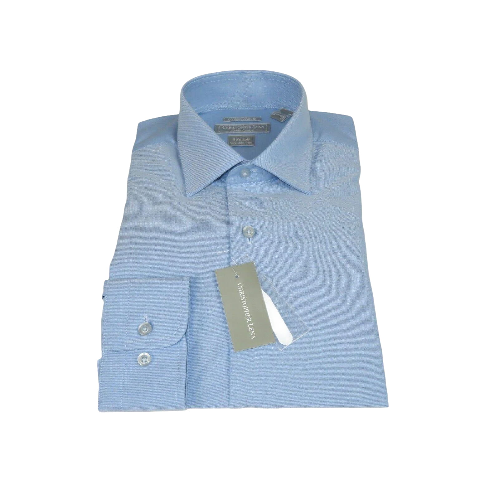Men's Dress Shirt Christopher Lena 100% Cotton Wrinkle Free C507WS0R Blue - J.Valintin Men's Wear Legend - 92409