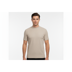 Mens Dressy T-Shirt  Log-In Uomo  Soft Crew Neck Corded Short Sleeves 218 Tan