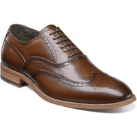 Mens Dunbar Stacy Adams Shoes Antiqued Leather Cognac Lace Up Wingtip 25064 - 221 - J.Valintin Men's Wear Legend - 25064_221_7_M