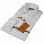 Mens ENZO Egyptian Soft Cotton Dress Shirt Barrel Cuff Wrinkle Free 61101 White