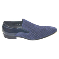 Men's European Leather Shoes Zota Formal Slip On Suede Checker HFD1 - B1 Navy - J.Valintin Men's Wear Legend - 12465