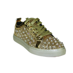 Mens Fancy Shoes By FIESSO AURELIO GARCIA, Spikes Rhine stones 2413 Gold - J.Valintin Men's Wear Legend - 95066