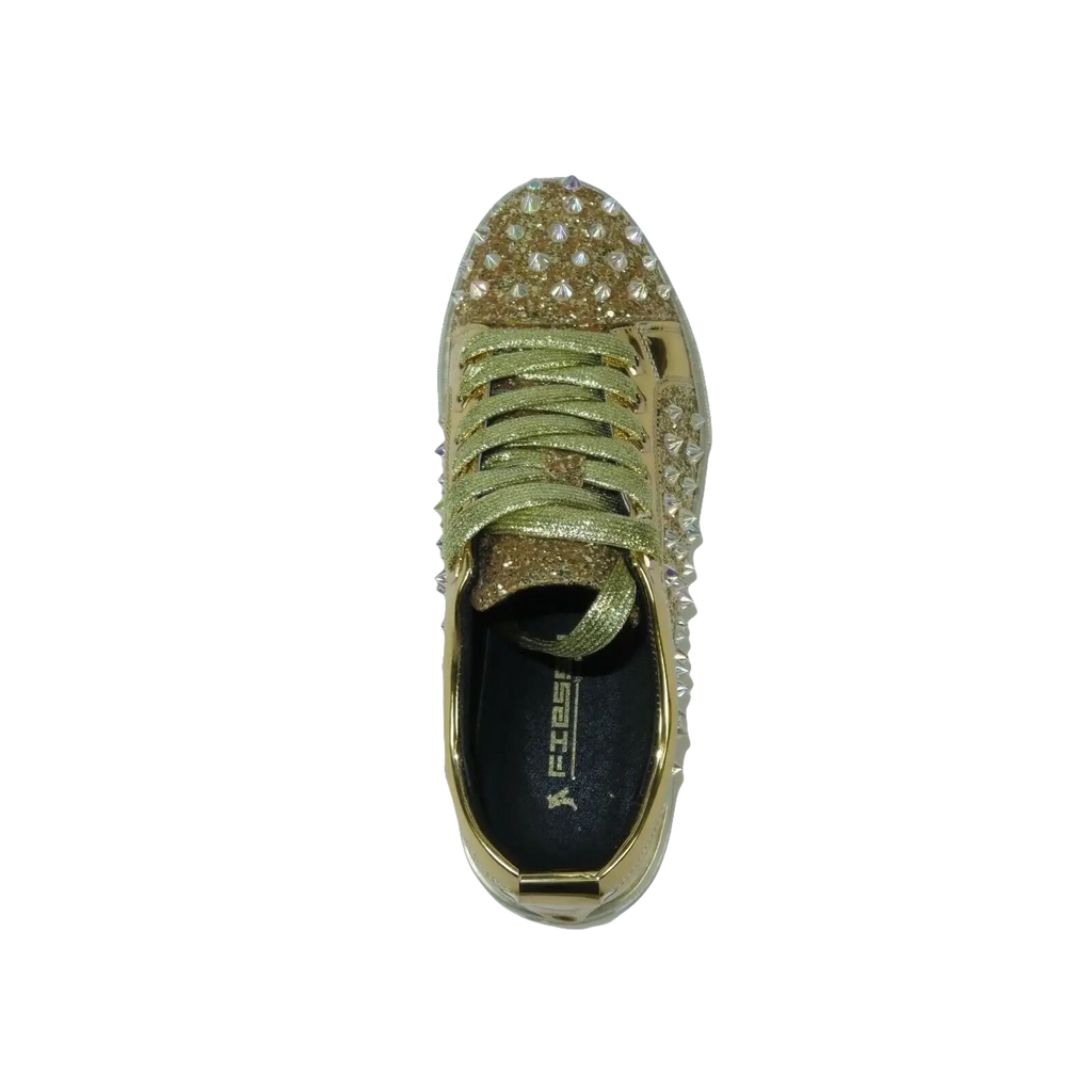 Mens Fancy Shoes By FIESSO AURELIO GARCIA, Spikes Rhine stones 2413 Gold - J.Valintin Men's Wear Legend - 95066