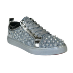 Mens Fancy Shoes By FIESSO AURELIO GARCIA, Spikes Rhine stones 2413 Silver - J.Valintin Men's Wear Legend - 95072