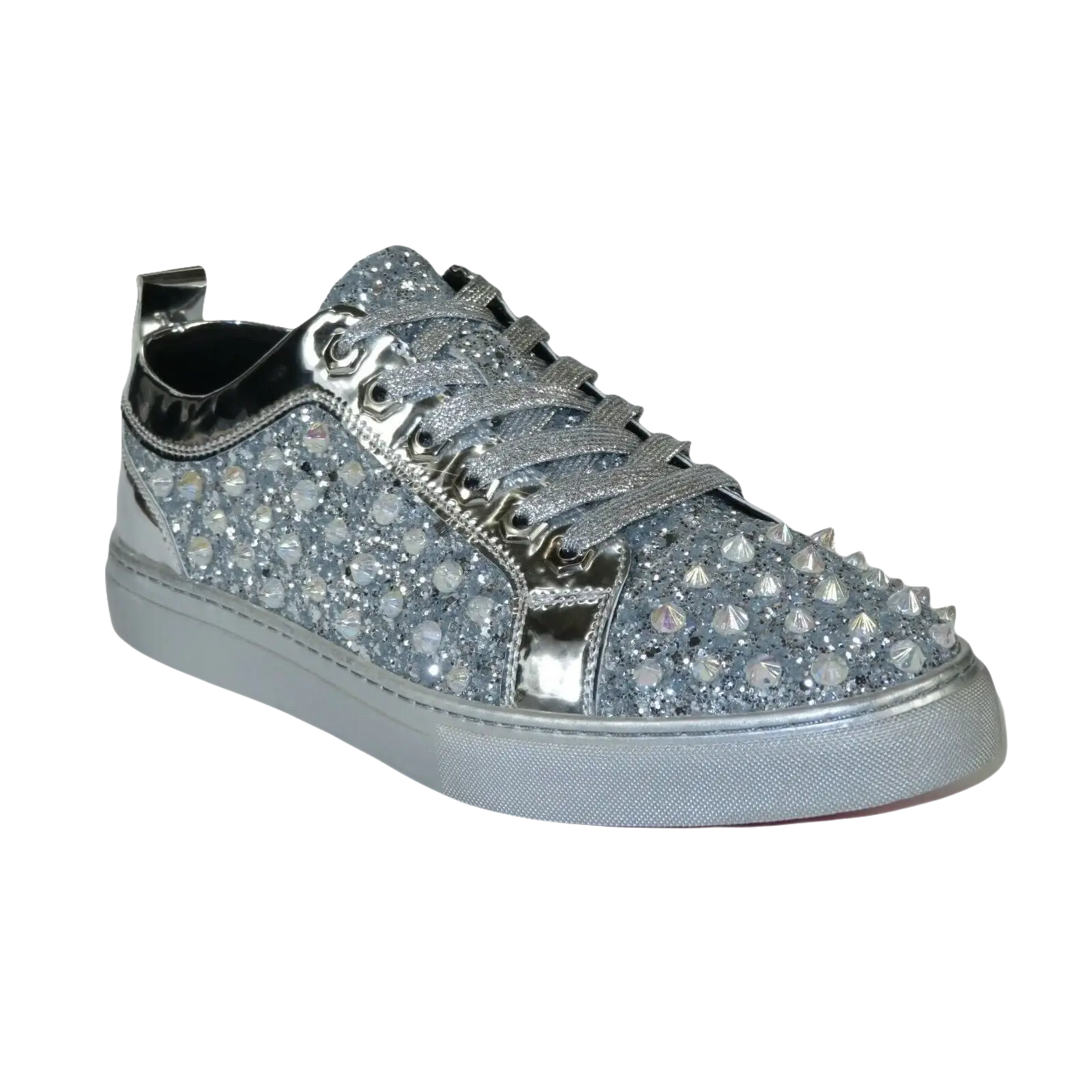 Mens Fancy Shoes By FIESSO AURELIO GARCIA, Spikes Rhine stones 2413 Silver - J.Valintin Men's Wear Legend - 95072