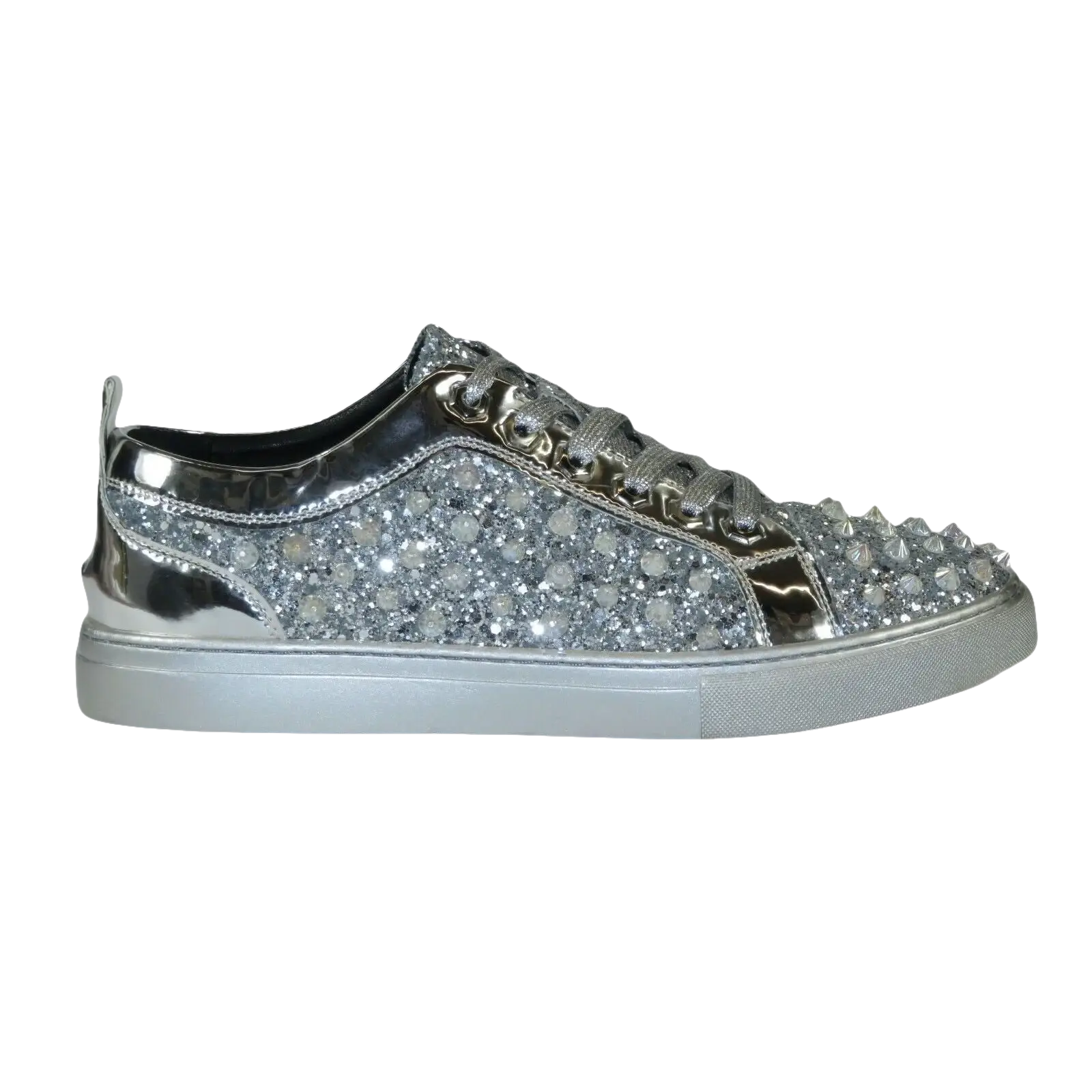 Mens Fancy Shoes By FIESSO AURELIO GARCIA, Spikes Rhine stones 2413 Silver - J.Valintin Men's Wear Legend - 95072