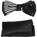 Mens Formal Bow Tie/Hankie Insomnia by Manzini Floral Sequins MZE140 White black - J.Valintin Men's Wear Legend - 71147