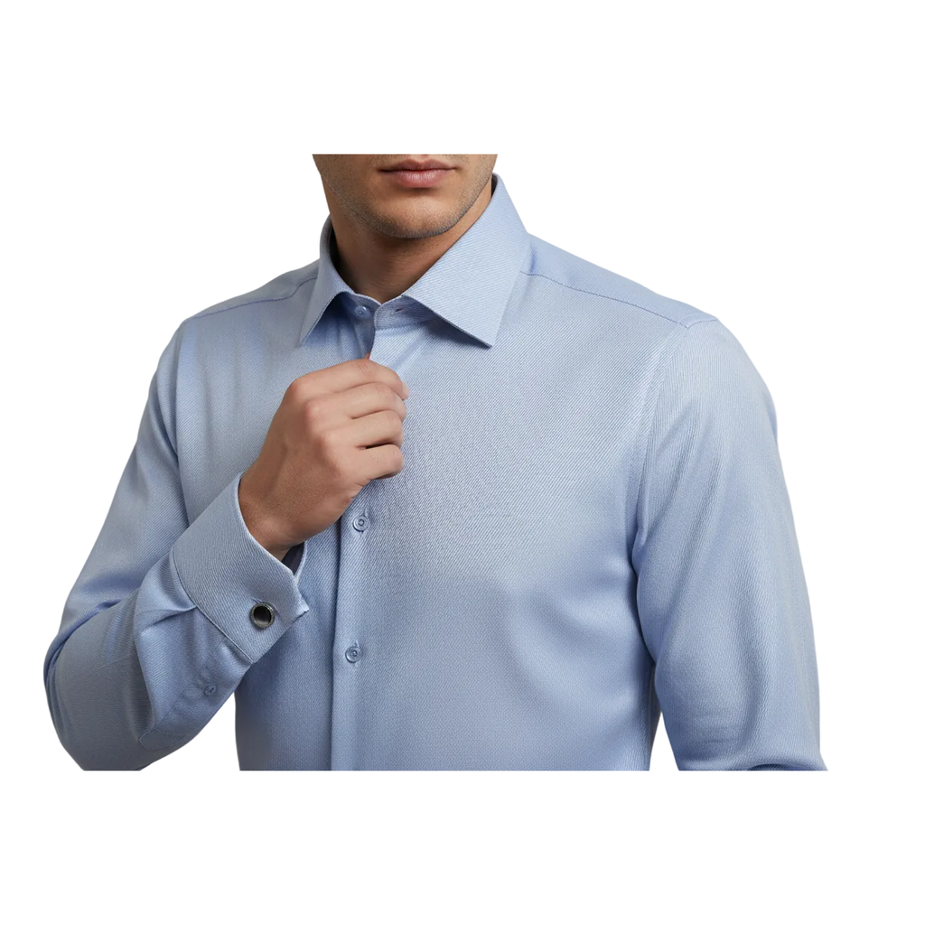 Men's Franco Gilberto Dress Shirt Cotton Blend French Cuffs Turkey 5482-418 Blue