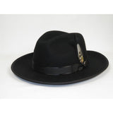 Mens Hat BRUNO CAPELO Australian Wool Wide Brim Fedora Melrose MR370 Black - J.Valintin Men's Wear Legend - MR370 - Black - S