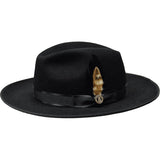 Mens Hat BRUNO CAPELO Australian Wool Wide Brim Fedora Melrose MR370 Black - J.Valintin Men's Wear Legend - MR370 - Black - S