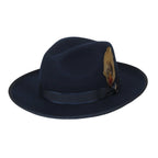 Mens Hat BRUNO CAPELO Australian Wool Wide Brim Fedora Melrose MR371 Navy Blue - J.Valintin Men's Wear Legend - MR371 - Navy - S