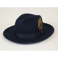 Mens Hat BRUNO CAPELO Australian Wool Wide Brim Fedora Melrose MR371 Navy Blue - J.Valintin Men's Wear Legend - MR371 - Navy - S