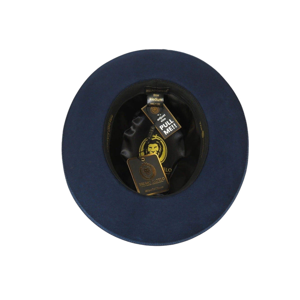 Mens Hat BRUNO CAPELO Australian Wool Wide Brim Fedora Melrose MR371 Navy Blue - J.Valintin Men's Wear Legend - MR371 - Navy - S