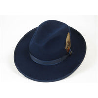 Mens Hat BRUNO CAPELO Australian Wool Wide Brim Fedora Melrose MR371 Navy Blue - J.Valintin Men's Wear Legend - MR371 - Navy - S