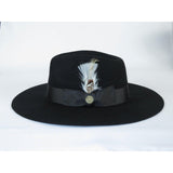 Mens Hat By BRUNO CAPELO Australian Wool Wide Brim Fedora Duke DU720 Black - J.Valintin Men's Wear Legend - DU720 - Black - S