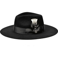 Mens Hat By BRUNO CAPELO Australian Wool Wide Brim Fedora Duke DU720 Black - J.Valintin Men's Wear Legend - DU720 - Black - S