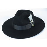 Mens Hat By BRUNO CAPELO Australian Wool Wide Brim Fedora Duke DU720 Black - J.Valintin Men's Wear Legend - DU720 - Black - S