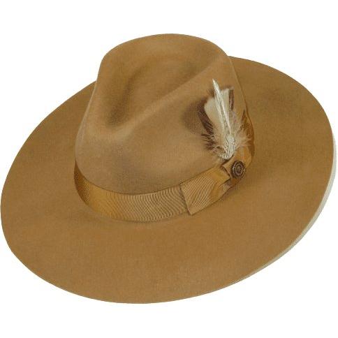 Mens Hat By BRUNO CAPELO Australian Wool Wide Brim Fedora Duke DU723 Acorn Camel - J.Valintin Men's Wear Legend - 93421