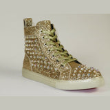 Mens High Top Shoes By FIESSO AURELIO GARCIA ,Spikes Rhine stones 2409 Gold - J.Valintin Men's Wear Legend - 95029