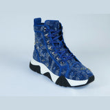 Mens High Top Shoes By FIESSO AURELIO GARCIA,Spikes Rhine stones 2412 Navy Blue - J.Valintin Men's Wear Legend - 95041